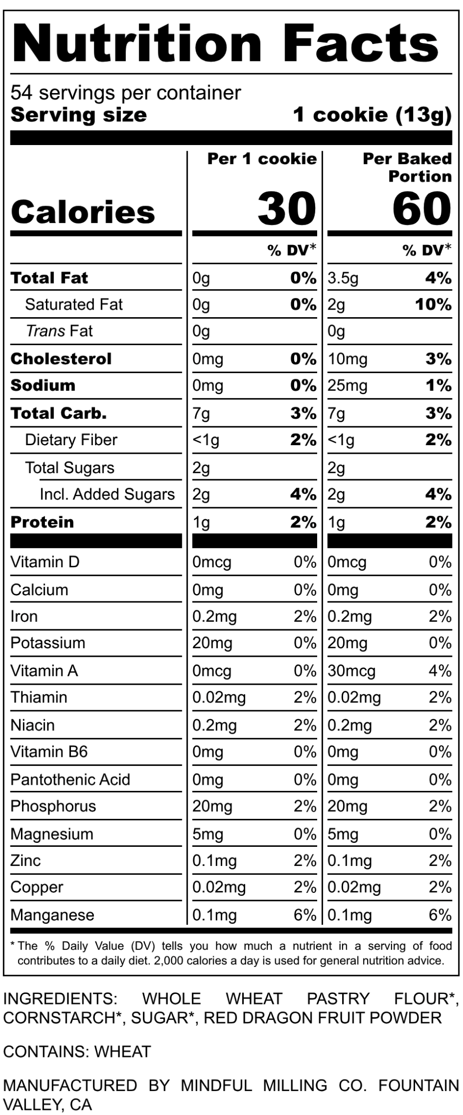 Nutrition Facts: Dragonfruit Shortbread Artisan Baking Mix – Mindful ...
